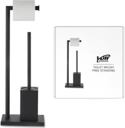 VDN Stainless Wc Rolhouder Staand - Wc Borstel Met Houder Zwart - Toiletrolhouder En Toiletborstel Met Houder - Vierkant - RVS - 2 In 1 -Badkamer Kast Winkel 1170x1200