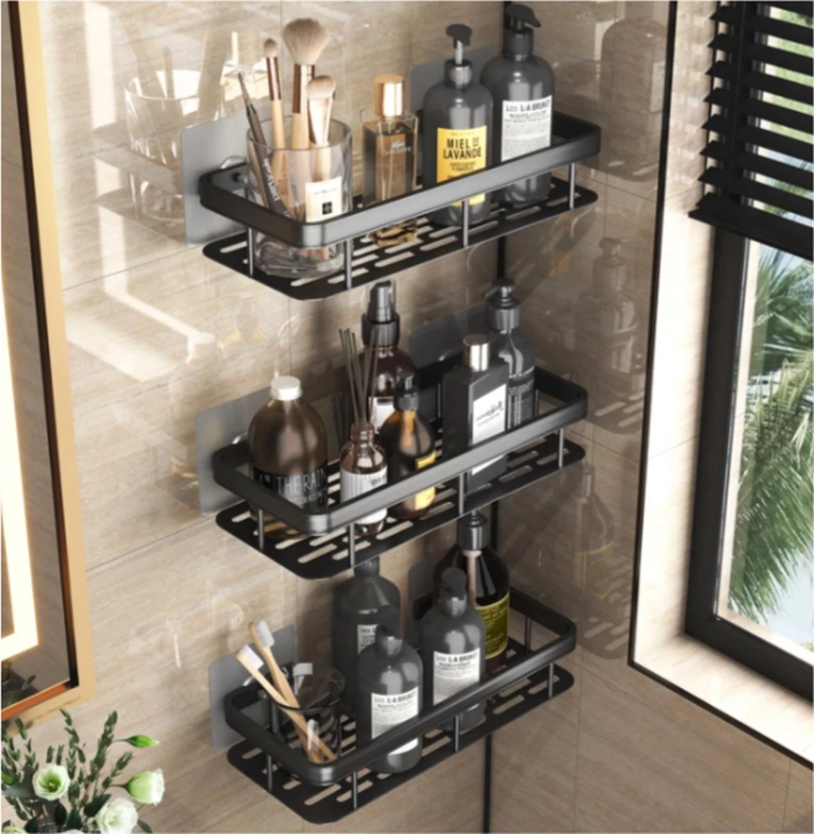 Merkloos Jawes- Wandrek- Zwart- 2stuks- Doucherek- Zonder Te Boren- Wandrek Zonder Boren- Wandrekje 3 Merkloos Jawes- Wandrek- Zwart- 2stuks- Doucherek- Zonder Te Boren- Wandrek Zonder Boren- Wandrekje - Afbeelding 3