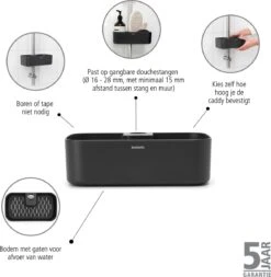 Brabantia ReNew Doucherek - Zonder Boren - Dark Grey -Badkamer Kast Winkel 1173x1200