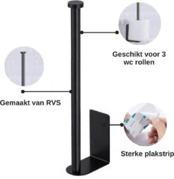 Wc Rolhouder Zonder Boren Toiletrolhouder Reserverolhouder 3 Rollen - Zwart - Badkamer Accessoires - RVS - Hangend -Badkamer Kast Winkel 1173x1200 7