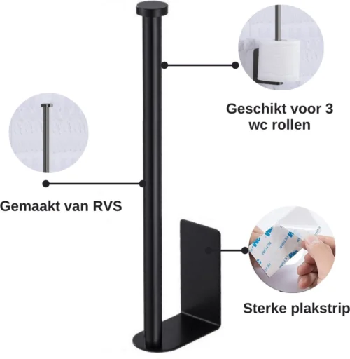 Wc Rolhouder Zonder Boren Toiletrolhouder Reserverolhouder 3 Rollen - Zwart - Badkamer Accessoires - RVS - Hangend 9 Wc Rolhouder Zonder Boren Toiletrolhouder Reserverolhouder 3 Rollen - Zwart - Badkamer Accessoires - RVS - Hangend -Badkamer Kast Winkel 1173x1200 7