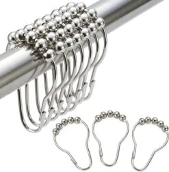 BOTC Gordijnringen - 12 Stuks Gordijn Haken - Gordijnhaken- RVS Gordijn Ringen Voor Gordijn Roede - Sliver