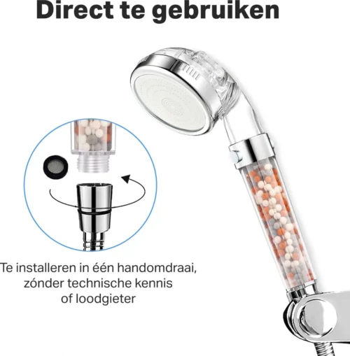 Merkloos Waterbesparende Ionische Douchekop - Handdouche - Regendouchekop - Regendouche - Doucheset - 3 Functies