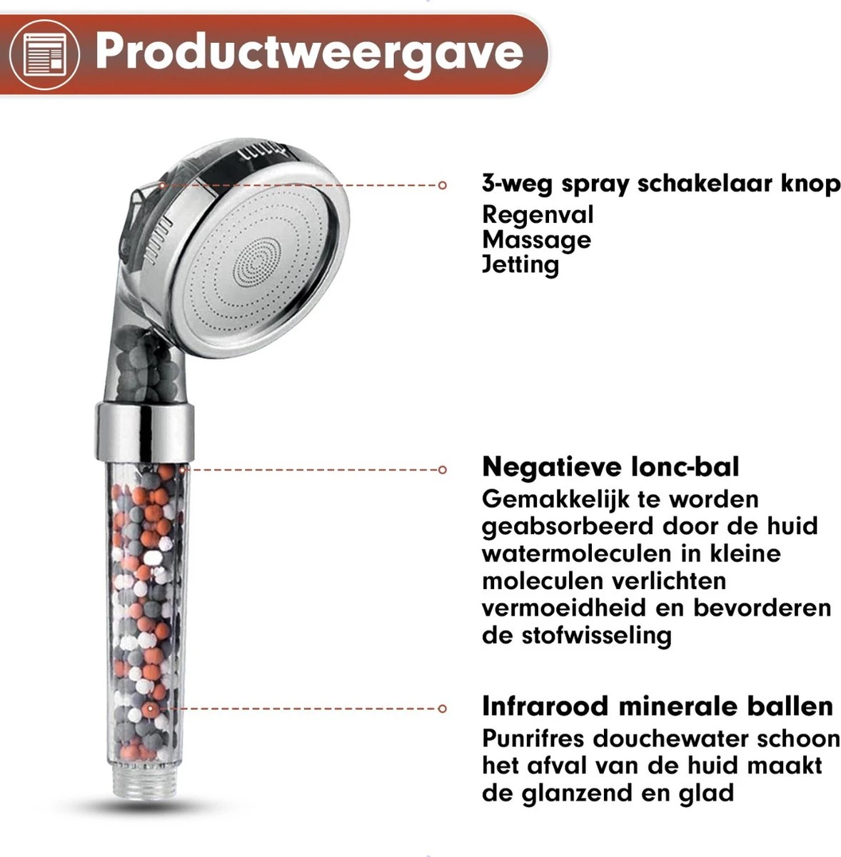 Imperatoris | Ionische Douchekop - Waterbesparend – Met Hoge Druk En Filter – Regendouche 3 Imperatoris | Ionische Douchekop - Waterbesparend – Met Hoge Druk En Filter – Regendouche - Afbeelding 3