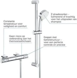 GROHE Grohtherm-1000 Performance Renovatieset - Met Thermostaatkraan, Koppelingen, Glijstang En Hoofddouche - CoolTouch - Chroom -Badkamer Kast Winkel 1178x1200 30