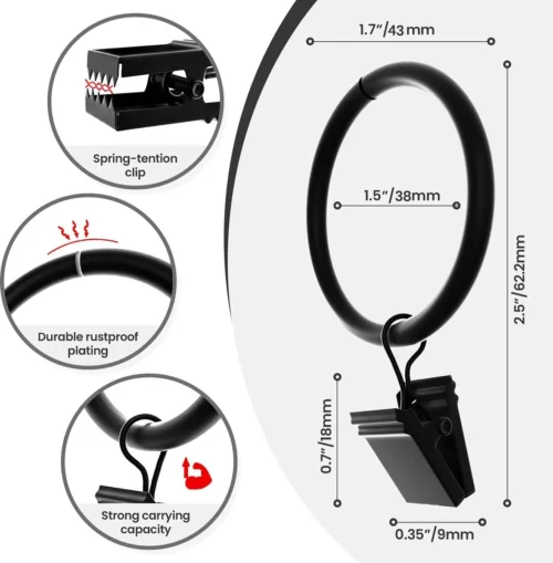 BOTC Gordijnringen Met Klem - 38 MM - Zwarte - Sets Van 20 Stucks -Badkamer Kast Winkel 1178x1200 31
