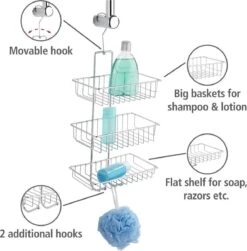 WENKO Doucherek Nivala 3-laags Chroom - Doucherek Zonder Boren - Doucherek Hangend -Badkamer Kast Winkel 1180x1200 2