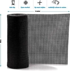SWILIX ® Antislipmat Voor Kasten En Lades, Douchemat - Badkamermat - Badmat, Dienblad, Vloer - 4 Meter Rol - Anti Slip Mat - 400 X 30 Cm - Zwart -Badkamer Kast Winkel 1181x1200 1