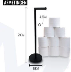 MM Brands WC Rolhouder - Toiletrol Houder Staand - WC Papier Rollenhouder Zonder Boren - Zwart -Badkamer Kast Winkel 1184x1200 1
