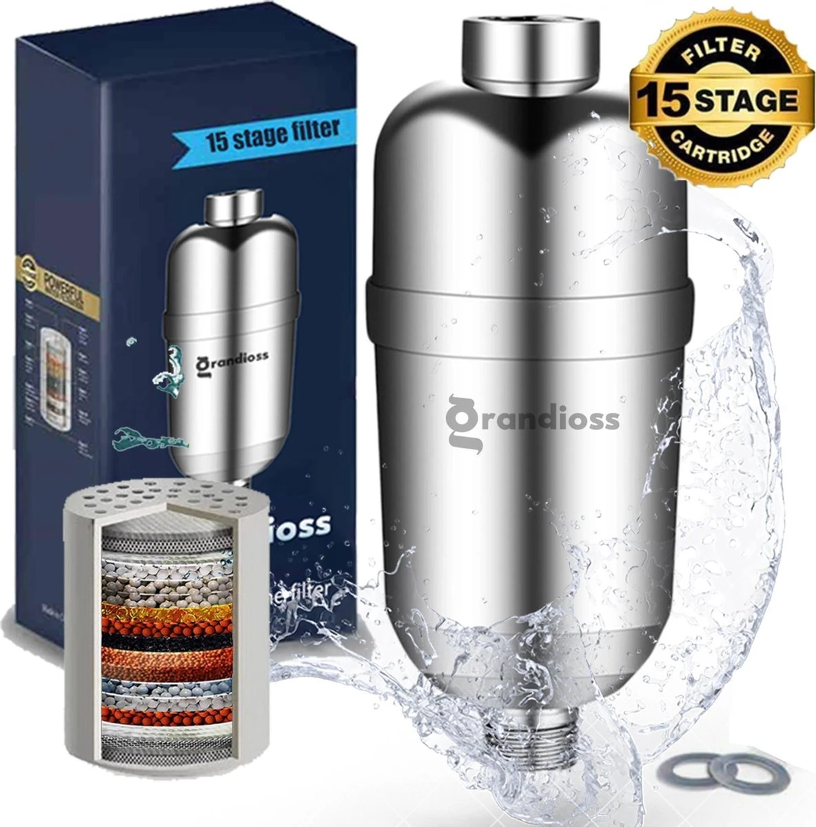 Universele Douchefilter Met Anti Kalk Filter En 15 Filtratie Lagen 1 Universele Douchefilter Met Anti Kalk Filter En 15 Filtratie Lagen