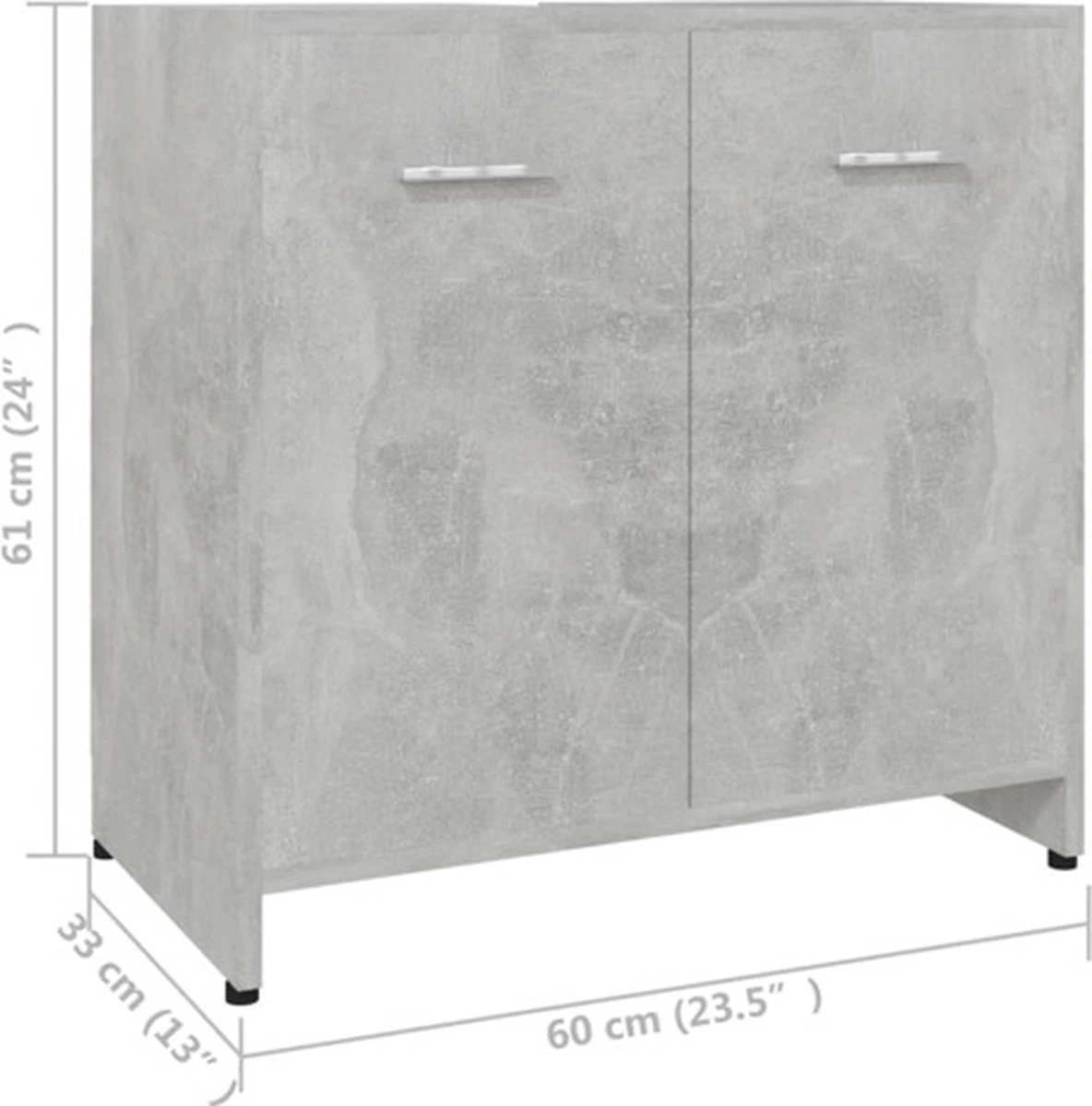 VidaXL Badkamerkast 60x33x61 Cm Spaanplaat Betongrijs 17 VidaXL Badkamerkast 60x33x61 Cm Spaanplaat Betongrijs - Afbeelding 17