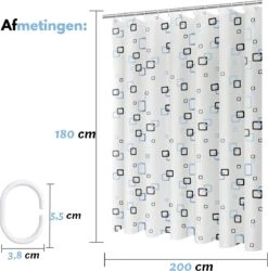 VAIVE Douchegordijn Blauw 180x200 - Anti Schimmel - Douchegordijnen - Ringen -Badkamer Kast Winkel 1185x1200 15