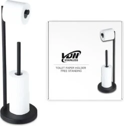 VDN Stainless Wc Rolhouder Staand - Wc Rolhouder Zwart - Toiletrolhouder En Reserverolhouder - RVS - Geschikt Voor 3+1 WC Papier Rollen - 2 In 1 -Badkamer Kast Winkel 1185x1200 4