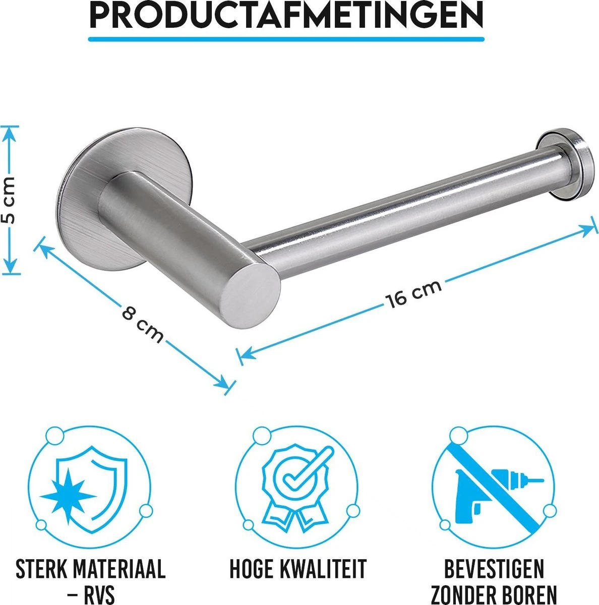 Sanics WC Rolhouder Zonder Boren - Toiletrolhouder Zelfklevend - Closetrolhouder Zilver/RVS 2 Sanics WC Rolhouder Zonder Boren - Toiletrolhouder Zelfklevend - Closetrolhouder Zilver/RVS - Afbeelding 2