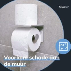 Sanics WC Rolhouder Zilver – Toiletrolhouder Zonder Boren – Met Plankje - Zelfklevend - RVS -Badkamer Kast Winkel 1189x1200 1