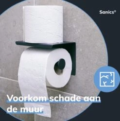 Sanics WC Rolhouder Zwart – Toiletrolhouder Zonder Boren – Met Plankje - Zelfklevend - RVS -Badkamer Kast Winkel 1189x1200 2