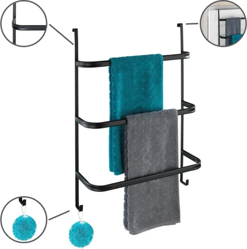 WENKO Handdoekhouder Irpinia 78x55cm Staal Zwart - Handdoekrek - Handdoekenrek Badkamer -Badkamer Kast Winkel 1191x1200 3