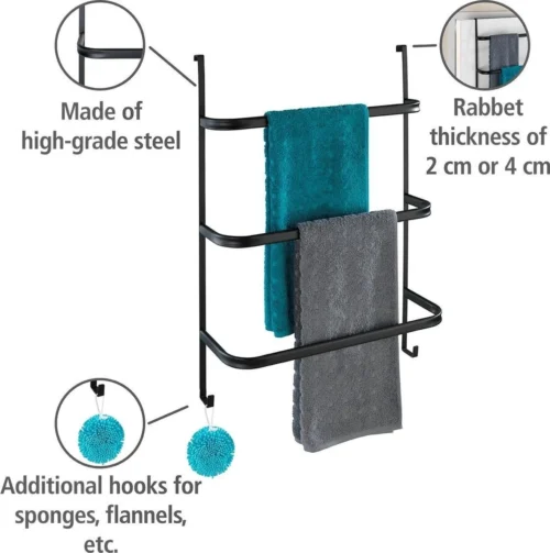 WENKO Handdoekhouder Irpinia 78x55cm Staal Zwart - Handdoekrek - Handdoekenrek Badkamer -Badkamer Kast Winkel 1192x1200 1