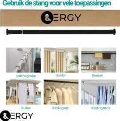 Douchestang Uitschuifbaar 70 - 110 Cm | Douchegordijn Stang | Zwart | Kledingroede Verstelbaar | Ophangsysteem | Kledingstang -Badkamer Kast Winkel 1192x1200 14