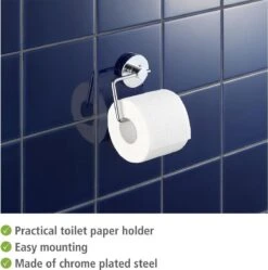 WENKO Vacuum-Loc Toiletrolhouder Milazzo Chroom - WC Rolhouder - Bevestigen Zonder Boren -Badkamer Kast Winkel 1192x1200
