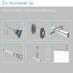 Sealskin - Easy Roll Douchegordijnstangset - 90x90x90 Cm - Wit -Badkamer Kast Winkel 1194x1200 10
