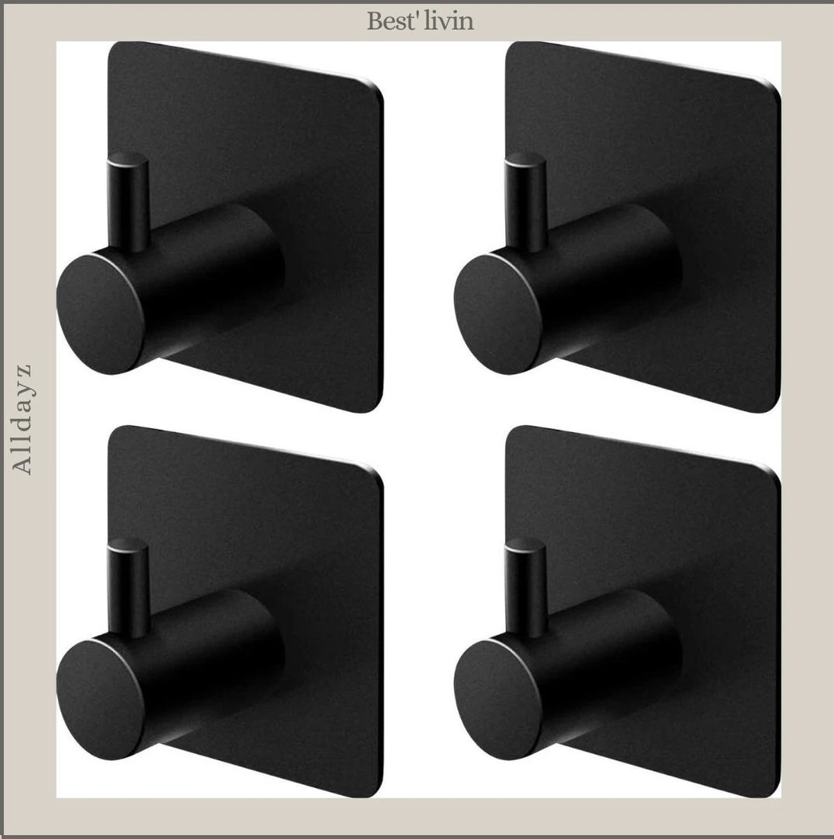 Merkloos Handdoekhaak 4 + 1 GRATIS Set Zonder Boren - RVS - Zwart - Vierkant Zelfklevend - Badjas - Theedoek Hanger Keuken Badkamer Handdoek Haakjes 1 Merkloos Handdoekhaak 4 + 1 GRATIS Set Zonder Boren - RVS - Zwart - Vierkant Zelfklevend - Badjas - Theedoek Hanger Keuken Badkamer Handdoek Haakjes