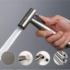 Merkloos Bidet - Handdouche/kraan - Water Sproeier/spray - Toilet/badkamer - Montage Set - 1,5M Slang - Multifunctioneel - RVS – Zilver -Badkamer Kast Winkel 1194x1200 21