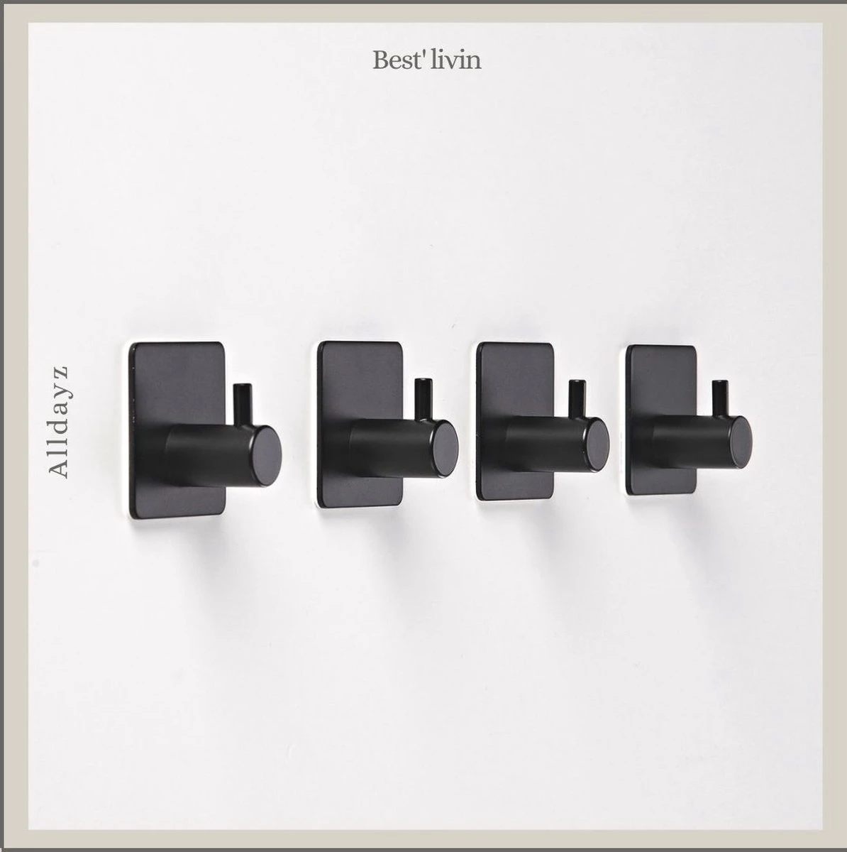 Merkloos Handdoekhaak 4 + 1 GRATIS Set Zonder Boren - RVS - Zwart - Vierkant Zelfklevend - Badjas - Theedoek Hanger Keuken Badkamer Handdoek Haakjes 5 Merkloos Handdoekhaak 4 + 1 GRATIS Set Zonder Boren - RVS - Zwart - Vierkant Zelfklevend - Badjas - Theedoek Hanger Keuken Badkamer Handdoek Haakjes - Afbeelding 5