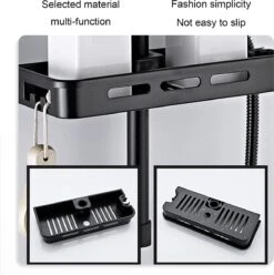 Merkloos Douchestang Opbergrek - Zonder Boren - Luxe - Zwart - Shampoohouder - Zeephouder - Opbergrek - Douche - Douchegelhouder -Badkamer Kast Winkel 1195x1200 7