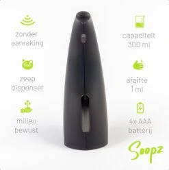 Soopz Black Graphite Classic - Automatische Zeepdispenser - No Touch Sensor - Mat Zwart - 300ml – Zeeppompje -Badkamer Kast Winkel 1195x1200 8