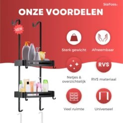 SIAFOSS Doucherek XL Zonder Boren Doucherek Hangend - 100% Stevig - 100% RVS - Hangend Badkamerrekje - Doucherek Aan Douchewand - Badkamer Accessoires - RVS Zwart - 2 Laags - Douchemand 11 SIAFOSS Doucherek XL Zonder Boren Doucherek Hangend - 100% Stevig - 100% RVS - Hangend Badkamerrekje - Doucherek Aan Douchewand - Badkamer Accessoires - RVS Zwart - 2 Laags - Douchemand -Badkamer Kast Winkel 1197x1200 13