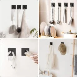 4x Zelfklevende Handdoekhaakjes Haakjes Ophanghaakjes Haken Zwart -Badkamer Kast Winkel 1197x1200