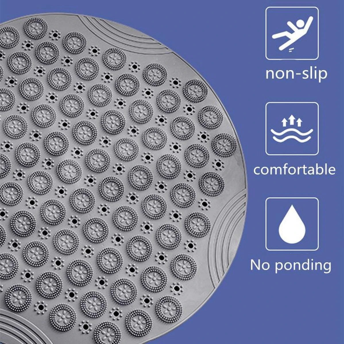 Merkloos TDR-Antislip Mat - 55x55CM - Rond - Grijs - Badmat Badkamer - Douchemat - Badkamermat - Antislipmat Voor Douche 4 Merkloos TDR-Antislip Mat - 55x55CM - Rond - Grijs - Badmat Badkamer - Douchemat - Badkamermat - Antislipmat Voor Douche - Afbeelding 4