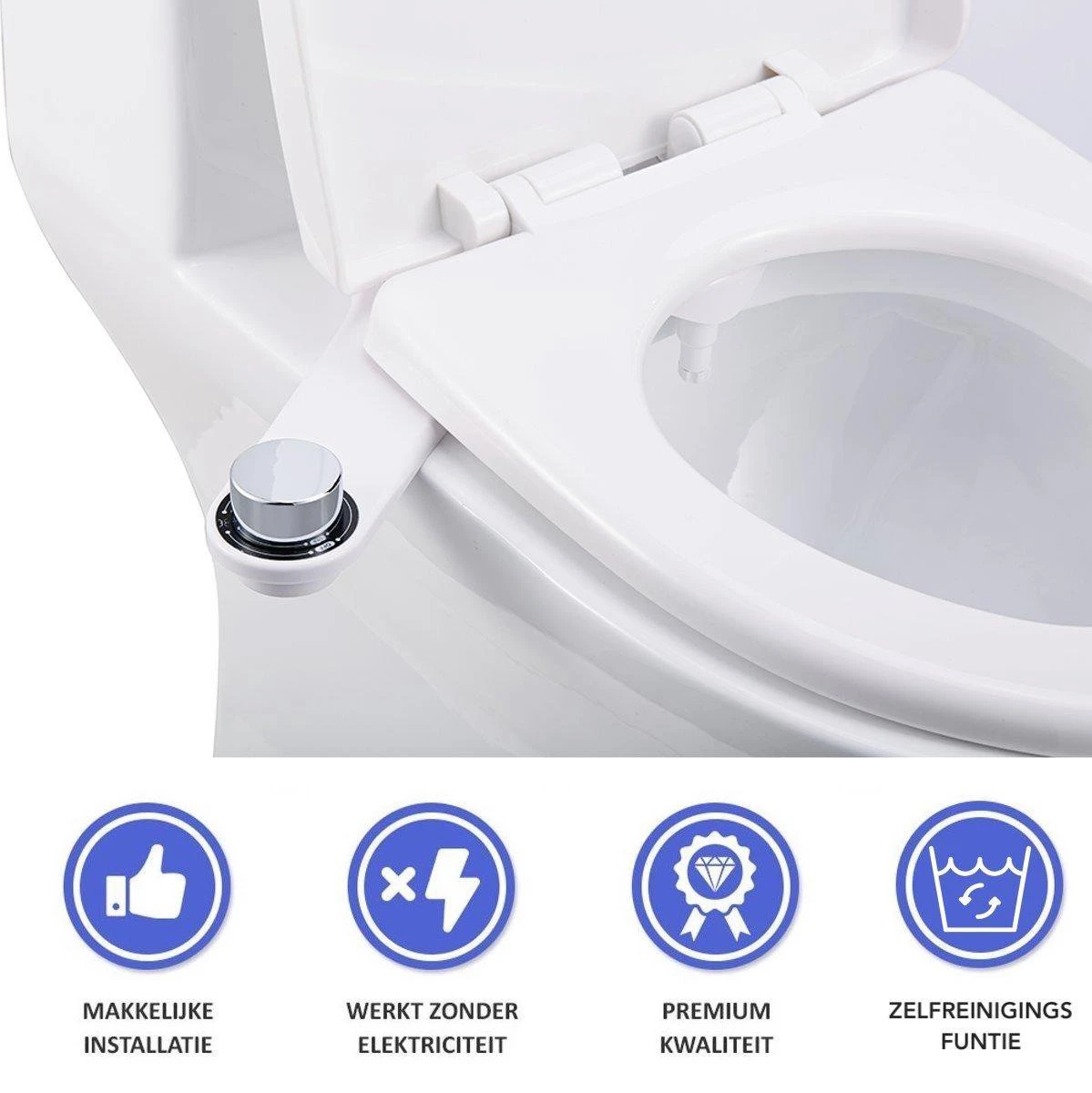 Bidet Handdouche Toilet Sproeier Shattaf Sprayer WC Papier Besparend - Enkel Spray Koud Water - Badkamer Accessoires - Freshole® 1 Bidet Handdouche Toilet Sproeier Shattaf Sprayer WC Papier Besparend - Enkel Spray Koud Water - Badkamer Accessoires - Freshole®