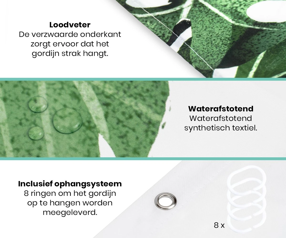 Loti Living Douchegordijn Anti Schimmel – Strelitzia - Inclusief Ringen – Waterdicht - Polyester - Douchegordijn 120x200 Cm 3 Loti Living Douchegordijn Anti Schimmel – Strelitzia - Inclusief Ringen – Waterdicht - Polyester - Douchegordijn 120x200 Cm - Afbeelding 3