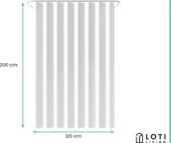Loti Living Douchegordijn Anti Schimmel – Wit - Inclusief Ringen – Waterdicht - Polyester - Douchegordijn 120x200 Cm 7 Loti Living Douchegordijn Anti Schimmel – Wit - Inclusief Ringen – Waterdicht - Polyester - Douchegordijn 120x200 Cm -Badkamer Kast Winkel 1200x1000 40