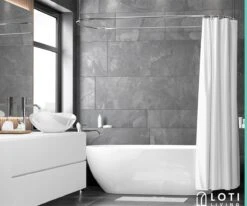 Loti Living Douchegordijn Anti Schimmel – Wit - Inclusief Ringen – Waterdicht - Polyester - Douchegordijn 180x200 Cm -Badkamer Kast Winkel 1200x1000 42