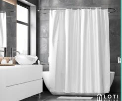 Loti Living Douchegordijn Anti Schimmel – Wit - Inclusief Ringen – Waterdicht - Polyester - Douchegordijn 180x200 Cm -Badkamer Kast Winkel 1200x1000 43