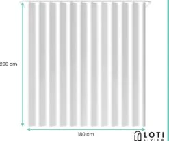 Loti Living Douchegordijn Anti Schimmel – Wit - Inclusief Ringen – Waterdicht - Polyester - Douchegordijn 180x200 Cm -Badkamer Kast Winkel 1200x1000 44