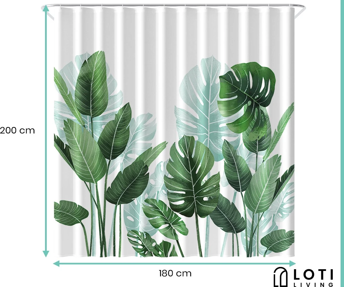 Loti Living Douchegordijn Anti Schimmel – Strelitzia - Inclusief Ringen – Waterdicht - Polyester - Douchegordijn 180x200 Cm 5 Loti Living Douchegordijn Anti Schimmel – Strelitzia - Inclusief Ringen – Waterdicht - Polyester - Douchegordijn 180x200 Cm - Afbeelding 5