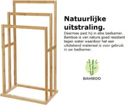 Merkloos Decopatent® Handdoekrek - Vrijstaand Handdoekenrek Voor In Badkamer - Handdoekrek - Bamboe Hout - Handdoek - Droogrek Met 3 Armen -Badkamer Kast Winkel 1200x1003 4