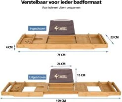 SWILIX ® Badplank - Uitschuifbaar - Voor In Bad - 71 Tot 108 Cm - Met Houder - Hout -Badkamer Kast Winkel 1200x1004