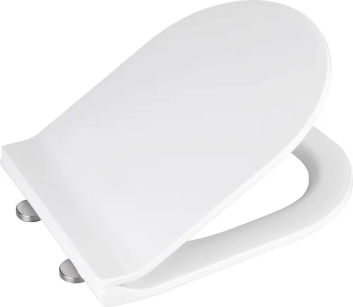WENKO WC Bril Habos - Wit Thermoplast - Easy-Close Sluiting - Fix-Clip Bevestiging In RVS - Toiletbril - Toiletzitting