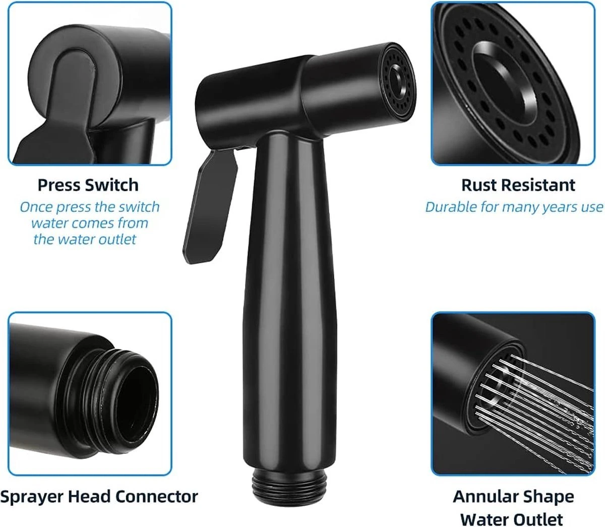 Merkloos Bidet Handdouche - Shattaf - Bidet Sproeier - Bidetkraan - Handheld Bidet Spray Met 120 Cm Doucheslang / Houder- Zwart 8 Merkloos Bidet Handdouche - Shattaf - Bidet Sproeier - Bidetkraan - Handheld Bidet Spray Met 120 Cm Doucheslang / Houder- Zwart - Afbeelding 8