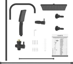 SCHÜTTE Mallorca Douchesysteem - Regendouche - 95 Cm Stang - Wandhouder In Hoogte Verstelbaar - Mat Zwart 14 SCHÜTTE Mallorca Douchesysteem - Regendouche - 95 Cm Stang - Wandhouder In Hoogte Verstelbaar - Mat Zwart -Badkamer Kast Winkel 1200x1050 4