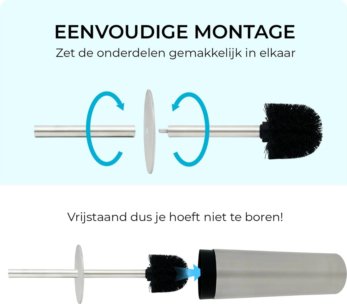 VDN Stainless Toiletborstel Met Houder - Toiletborstelhouder - Zilver - Wc Borstel Met Houder - RVS - Vrijstaand 4 VDN Stainless Toiletborstel Met Houder - Toiletborstelhouder - Zilver - Wc Borstel Met Houder - RVS - Vrijstaand - Afbeelding 4