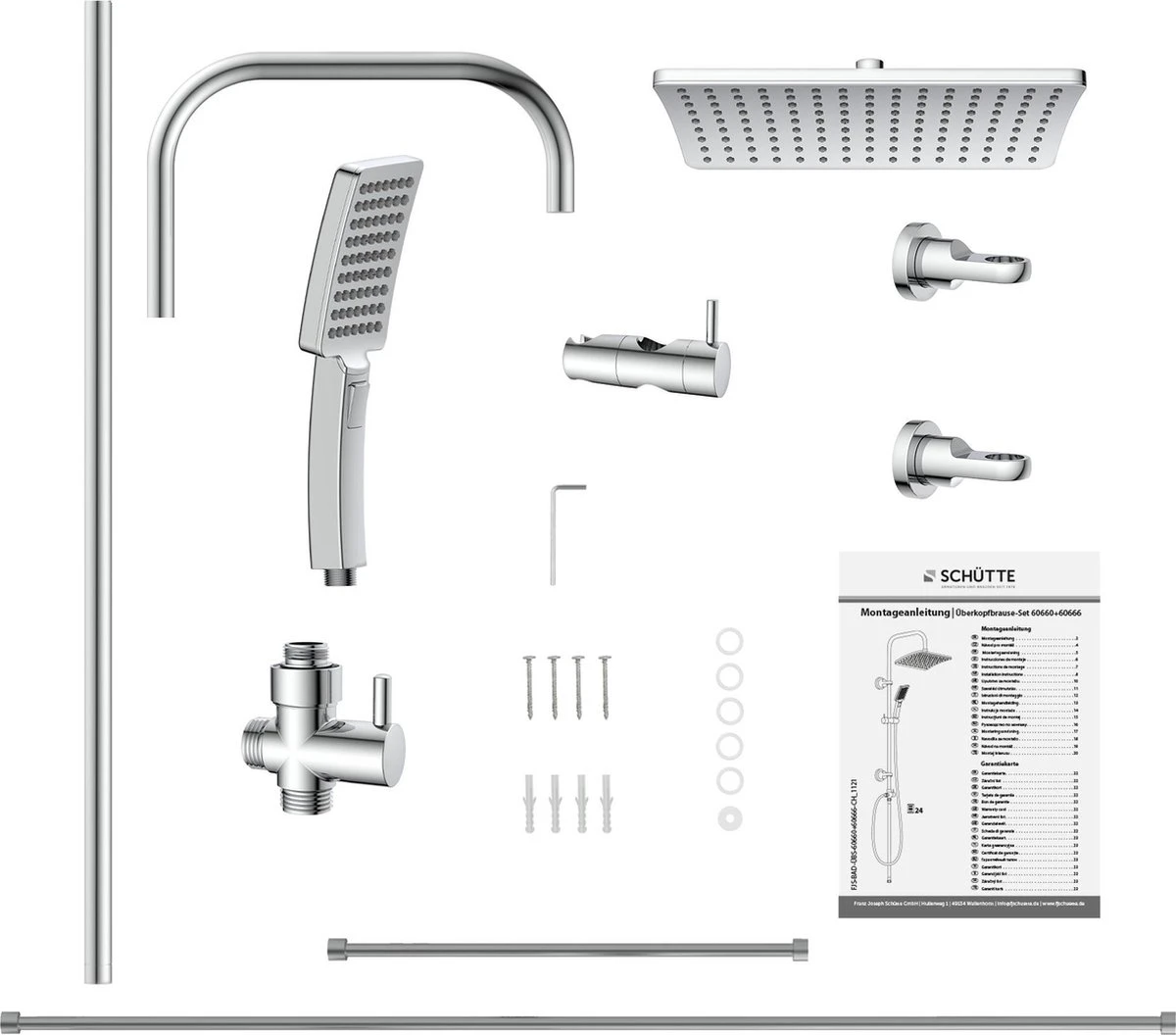 SCHÜTTE Mallorca Douchesysteem - Regendouche - 95 Cm Stang - Wandhouder In Hoogte Verstelbaar - Chroom 8 SCHÜTTE Mallorca Douchesysteem - Regendouche - 95 Cm Stang - Wandhouder In Hoogte Verstelbaar - Chroom - Afbeelding 8
