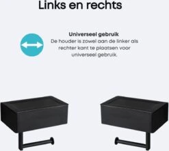 WC Rolhouder - Toiletrolhouder - Zwart - RVS - Zonder Boren - Met Plankje & Bakje - Inclusief Montagemateriaal - Toilet Accessoires - EJC Products -Badkamer Kast Winkel 1200x1073 1