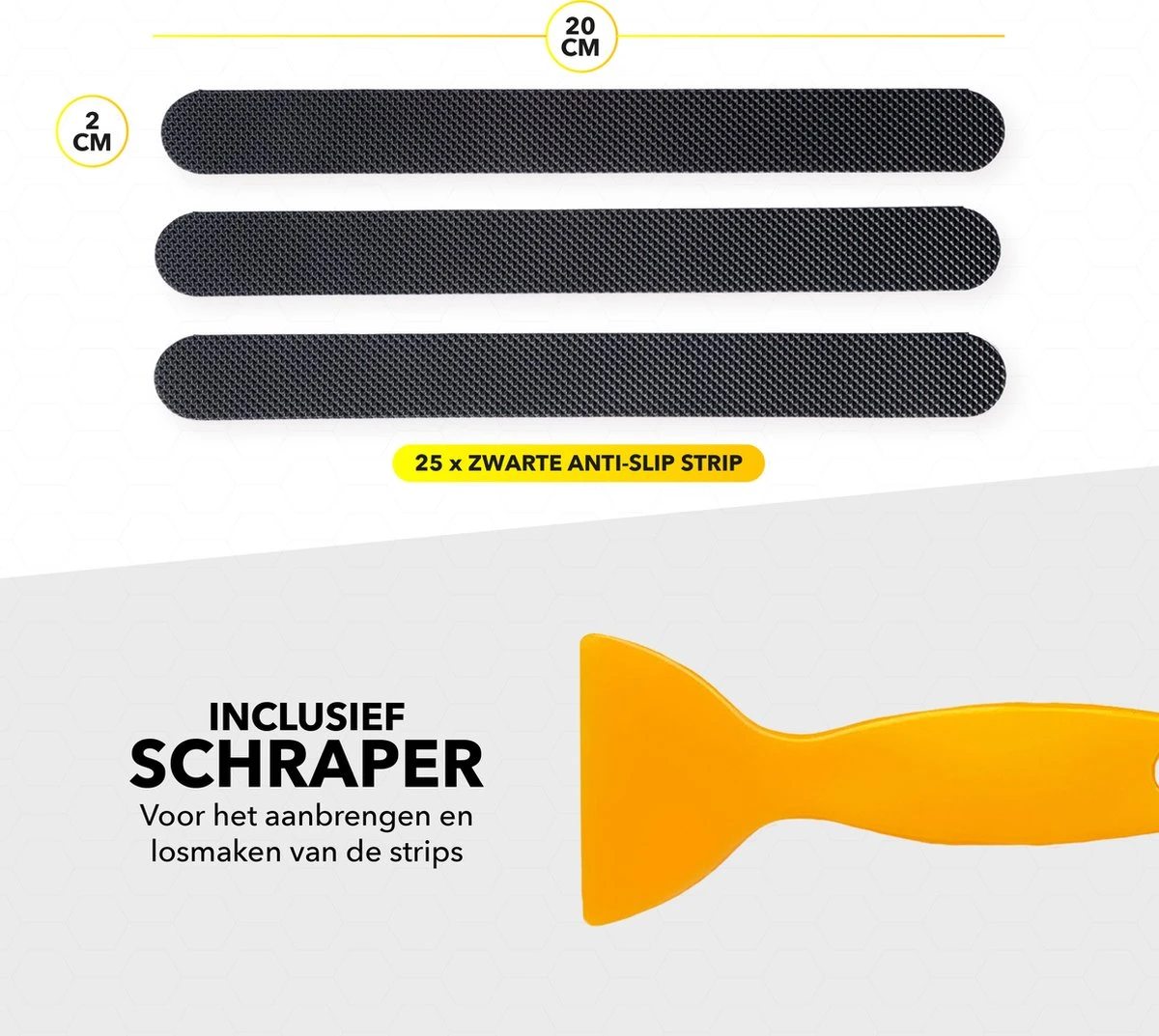 RX Goods 25 Stuks Zelfklevende Anti Slip Strips Stickers – 2 Cm X 20 Cm - Met Schraper – Zwarte Antislip Tape 5 RX Goods 25 Stuks Zelfklevende Anti Slip Strips Stickers – 2 Cm X 20 Cm - Met Schraper – Zwarte Antislip Tape - Afbeelding 5