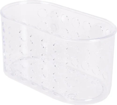 Douchebakje Transparant Met Zuignappen - 15.5 X 8 X 8 Cm - Inhoud 1 Liter - Badkamerspullen Bakjes - Badkamer Opbergbakjes / Organizers